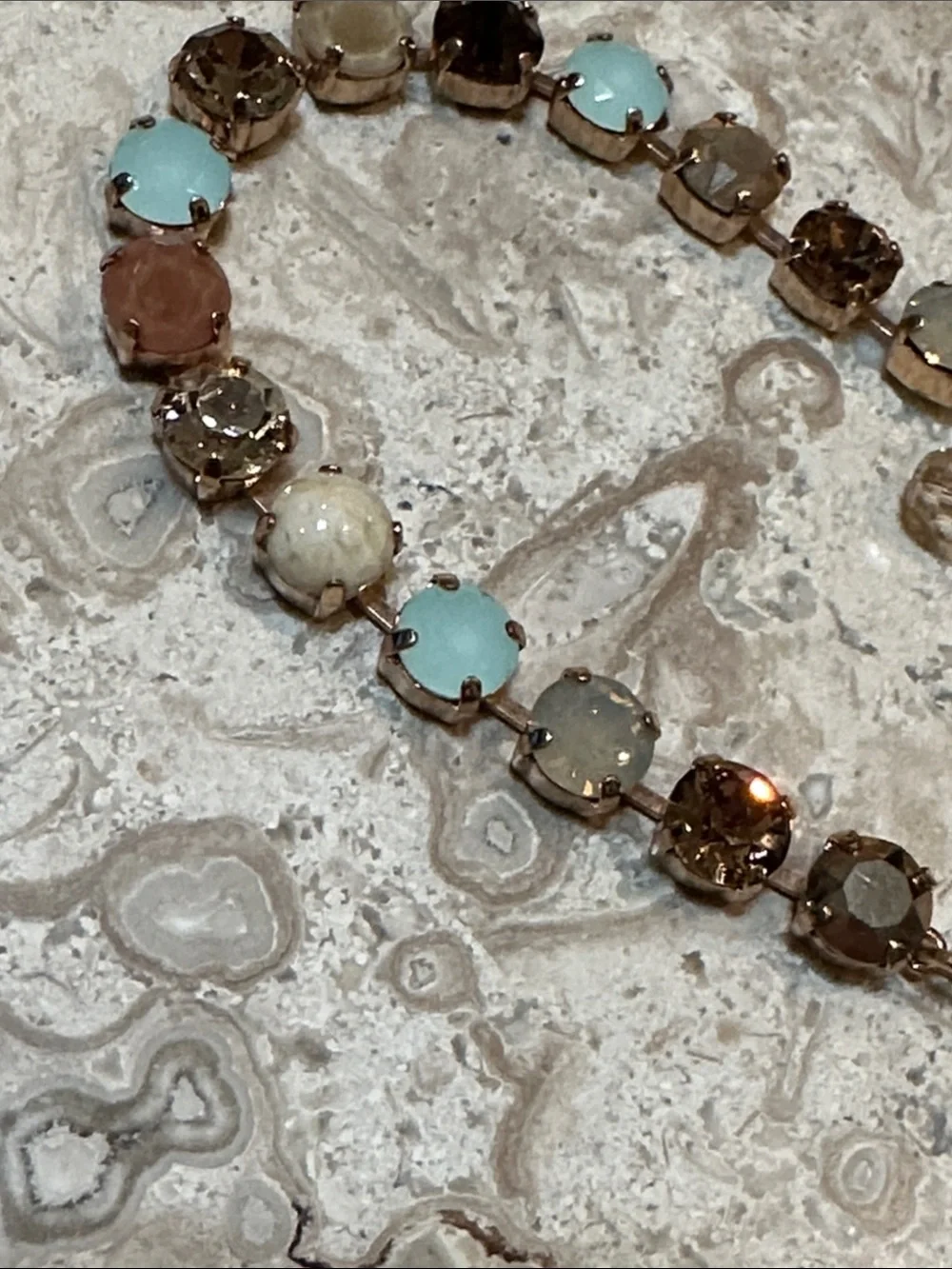 Mariana Gold-Tone Bracelet with Aqua, Brown and Cream Accents